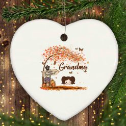 Grandma little pumpkin autumn halloween custom nana with grandkids Halloween gift for grandma personalized Heart Ornament - HD - 5212139