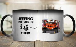 Jeep coffee wine dog cat pet and she lived happily ever after let the adventure Jeeping partner for life lover personalized color changing mug perfect gift idea funny custom gift - NH-4903318