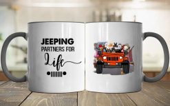Jeep coffee wine dog cat pet and she lived happily ever after let the adventure Jeeping partner for life lover personalized accent mug perfect gift idea funny custom gift - NH-4903318