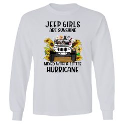 Jeep Wrangler dog pet Jeep girls are sunshine mixed with a little hurricane adventures lover Christmas personalized youth ls t-shirt perfect gift idea funny custom gift - NH - 8093889