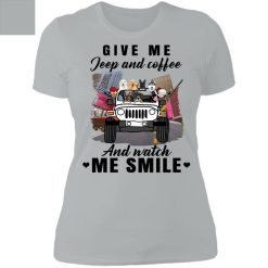 Jeep coffee wine beer give me jeep and coffee and watch me smile personalized ladies’ boyfriend t-shirt perfect gift idea funny custom gift - HD - 9747363