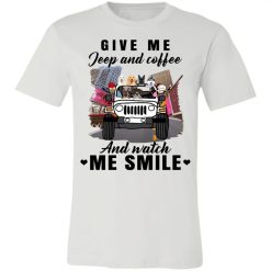 Jeep coffee wine beer give me jeep and coffee and watch me smile personalized jersey short sleeve t-shirt perfect gift idea funny custom gift - HD - 9747363