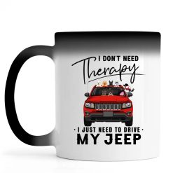 Jeep Compass coffee kid dog cat I don't need therapy I just need to drive my Jeep personalized Color Changing Mug  perfect gift idea funny custom gift - NH - 2782781