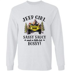 Jeep dog cat duck parrot chicken coffee Jeep girl sassy saucy and a little bit bossy personalized long sleeve perfect gift idea funny custom gift - NH - 6057606
