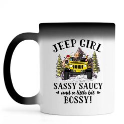 Jeep dog cat duck parrot chicken coffee Jeep girl sassy saucy and a little bit bossy personalized color changing mug perfect gift idea funny custom gift - NH - 6057606