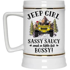 Jeep dog cat duck parrot chicken coffee Jeep girl sassy saucy and a little bit bossy personalized beer stein perfect gift idea funny custom gift - NH - 6057606