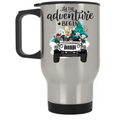 Jeep dog cat a girl and her dogs living life in peace let the adventure begin jeep gifts personalized silver stainless travel mug perfect gift idea funny custom gift - NH - 6479114