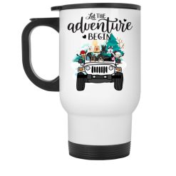 Jeep dog cat a girl and her dogs living life in peace let the adventure begin jeep gifts personalized white travel mug perfect gift idea funny custom gift - NH - 6479114