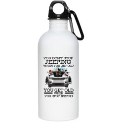 Jeep compass trailhawk pigs alpacas turtles parrots rabbits horses skunks ferrets you don't stop jeeping when you get old you get old when you stop jeeping custom funny perfect gift personalized water bottle - BT - 1604800