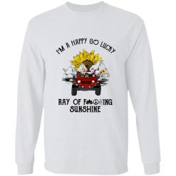 Jeep wrangler I'm a happy go lucky ray of fucking sunshine funny gifts for jeep lovers owners drivers collectors custom color dogs cats pets kids cartoon characters personalized long sleeve shirt - BT - 4130122