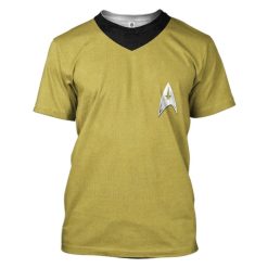 Star Trek The Original Series 1966 1969 Yellow Outfits Uniforms Cosplay Costumes Easy Last Minute Gifts For Mens Womens Adult personalized 3D All Over Printed T-shirt - BT - 8249404