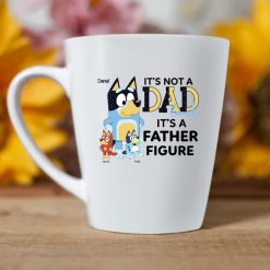 It's not a dad bod it's a father figure funny simple father's day gifts ideas for him husband daddy papa grandpa from wife mom son daughter kids custom cartoon Bluey bandit heeler personalized latte mug - BT - 7934085