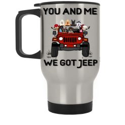 Jeep couple man driving you and me we got jeep personalized silver stainless travel mug perfect gift idea funny custom gift – GG - 8101039
