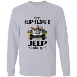 Jeep dog cat I'm a flip-flops and Jeep kinda girl personalized long sleeve perfect gift idea funny custom gift - NH - 5623520