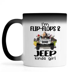 Jeep dog cat I'm a flip-flops and Jeep kinda girl personalized color changing mug perfect gift idea funny custom gift - NH - 5623520