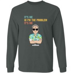 It's me hi I'm the problem it's me meme funny custom name cartoon character personalized long sleeve  t-shirt BLACK - BT - 0621234