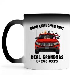 Jeep Compass Trailhawk funny cartoon version some grandmas knit real grandmas drive Jeeps personalized color changing mug - BT - 8567179