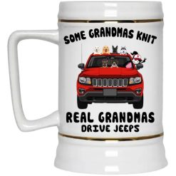 Jeep Compass Trailhawk funny cartoon version some grandmas knit real grandmas drive Jeeps personalized beer stein - BT - 8567179