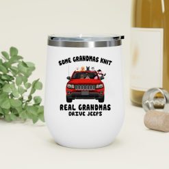 Jeep Compass Trailhawk funny cartoon version some grandmas knit real grandmas drive Jeeps personalized wine tumbler - BT - 8567179