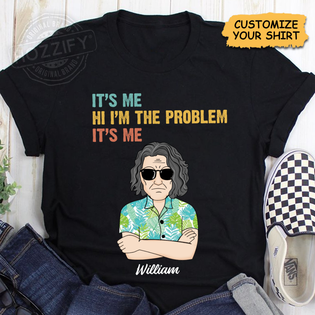 It's me hi I'm the problem it's me meme funny custom name cartoon character personalized gildan t-shirt BLACK - BT - 0621234