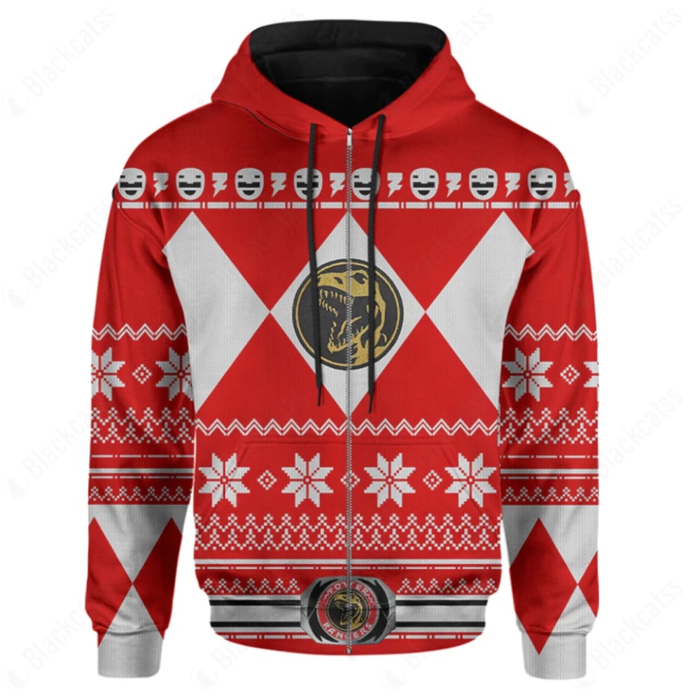 Mighty Morphin Red Power Rangers Version Christmas Cosplay Costume ...