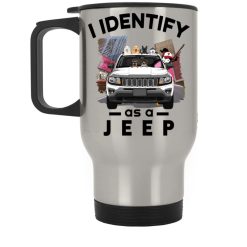 Jeep compass trailhawk I identify as a JEEP funny car owner new driver gifts personalized silver stainless travel mug - BT - 4420710