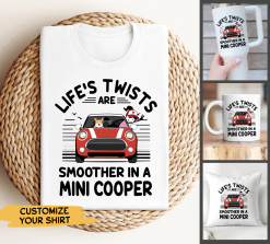 Mini Cooper dog cat lifes twists are smoother in a Mini Cooper personalized shirt t-shirt perfect gift idea funny custom gift - NH - 2173531