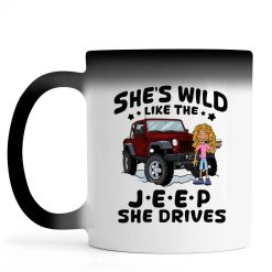 Jeep coffee kid dog Shes wild like the Jeep she drives personalized color changing mug perfect gift idea funny custom gift - NH - 4104781