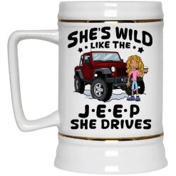 Jeep coffee kid dog Shes wild like the Jeep she drives personalized beer stein perfect gift idea funny custom gift - NH - 4104781