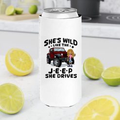 Jeep coffee kid dog Shes wild like the Jeep she drives personalized slim can cooler perfect gift idea funny custom gift - NH - 4104781