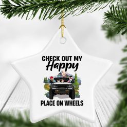 Ford Bronco check out my happy place on wheels personalized star ornament perfect gift idea funny custom gift - QH - 7279578
