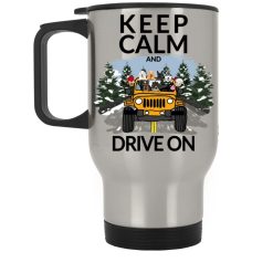 Jeep Wrangler keep calm and drive on personalized silver stainless travel mug perfect gift idea funny custom gift - QH - 4573553