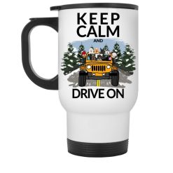 Jeep Wrangler keep calm and drive on personalized white travel mug perfect gift idea funny custom gift - QH - 4573553