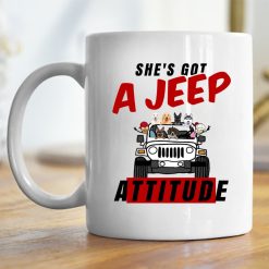 Jeep coffee kid dog Shes got a Jeep attitude personalized coffee mug perfect gift idea funny custom gift - NH - 8546730