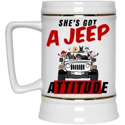 Jeep coffee kid dog Shes got a Jeep attitude personalized beer stein perfect gift idea funny custom gift - NH - 8546730