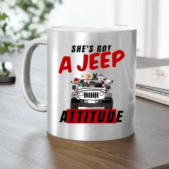 Jeep coffee kid dog Shes got a Jeep attitude personalized metallic mug perfect gift idea funny custom gift - NH - 8546730