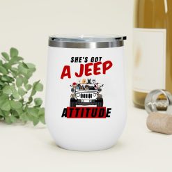 Jeep coffee kid dog Shes got a Jeep attitude personalized wine tumbler perfect gift idea funny custom gift - NH - 8546730
