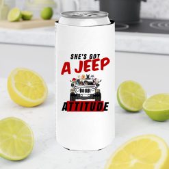 Jeep coffee kid dog Shes got a Jeep attitude personalized slim can cooler perfect gift idea funny custom gift - NH - 8546730