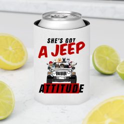 Jeep coffee kid dog Shes got a Jeep attitude personalized can cooler sleeve perfect gift idea funny custom gift - NH - 8546730