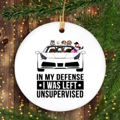 Ferrari in my defense I was left unsupervised funny gifts for Kids & Adults personalized circle ornament - BT - 0043254