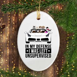 Ferrari in my defense I was left unsupervised funny gifts for Kids & Adults personalized oval ornament - BT - 0043254