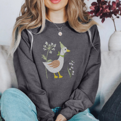 Cute Duck with Flower Personalized Embroidered Sweatshirt Perfect Gift Idea Funny Custom Gift - PL - 6762626