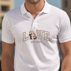 Custom Photo Portrait  For Valentine's Day Personalized Embroidered Polo Perfect Gift Idea Anniversary Date Couple - PL - 5736932