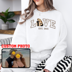Custom Photo Portrait  For Valentine's Day Personalized Embroidered Sweatshirt Perfect Gift Idea Anniversary Date Couple - PL - 5736932