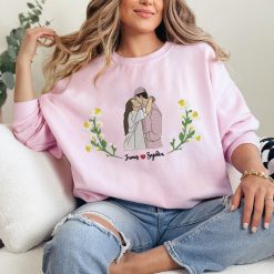 Custom Birth Flower Portrait Couple Hoodie Personalized Embroidered Sweatshirt Perfect Gift Idea Funny Custom Gift - TN - 4276035