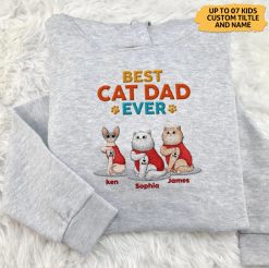 Tattoo Fluffy Cats Best Cat Dad Father's Day Gift For Husband, Dad, Grandpa, Cat Lover, Cat Owner Personalized Embroidered Hoodie - TN - 5242853