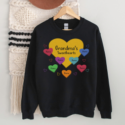 Grandma Sweethearts Pattern Gift for Grandma Personalized Embroidered Sweatshirt Perfect Gift Idea Funny Custom Gift - TN - 9629570