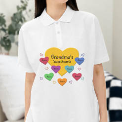 Grandma Sweethearts Pattern Gift for Grandma Personalized Embroidered Polo Perfect Gift Idea Funny Custom Gift - TN - 9629570