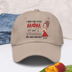 Mom Grandma Two Titles Gift for Grandma Personalized Embroidered Cap Perfect Gift Idea Funny Custom Gift - TN - 7304298