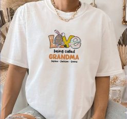 Leopard Easter Love Grandma  Gift for Grandma Personalized Embroidered T-Shirt Perfect Gift Idea Funny Custom Gift - TN - 8844884
